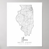 Illinois Minimal Street Map Poster (Voorkant)