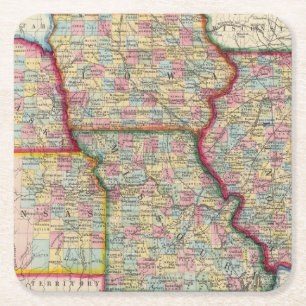 Illinois, Missouri, Iowa, Nebraska en Kansas Kartonnen Onderzetters