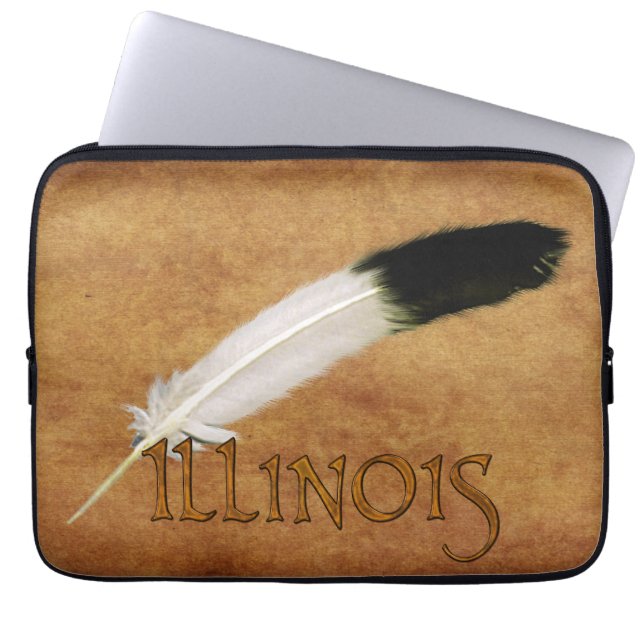 ILLINOIS Native American Feather-laptophoes Laptop Sleeve (Voorkant)