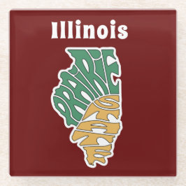 Illinois Nickname Word Art Glazen Onderzetter