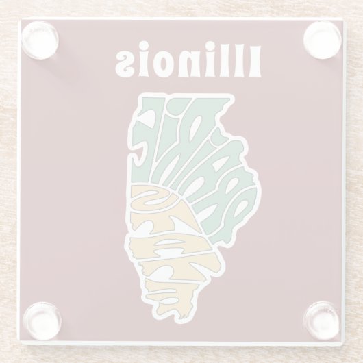 Illinois Nickname Word Art Glazen Onderzetter (Achterkant)
