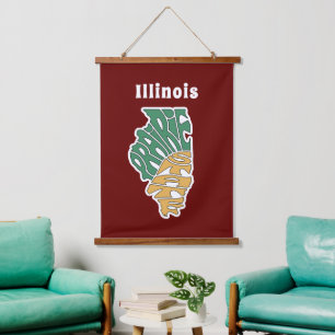 Illinois Nickname Word Art Hangend Wandkleed