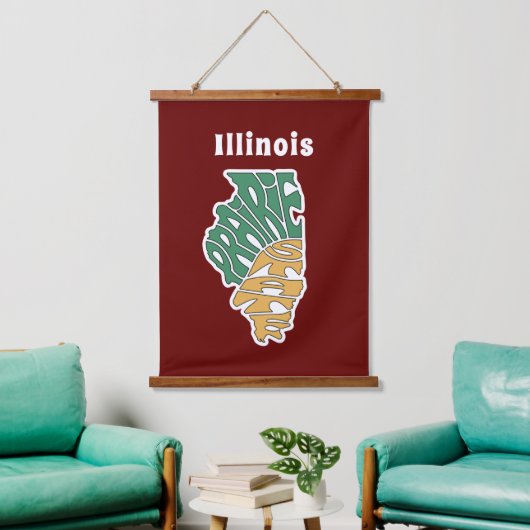 Illinois Nickname Word Art Hangend Wandkleed (Woonkamer)