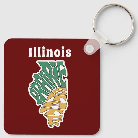 Illinois Nickname Word Art Sleutelhanger (Achterkant)