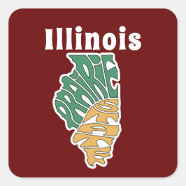 Illinois Nickname Word Art Vierkante Sticker