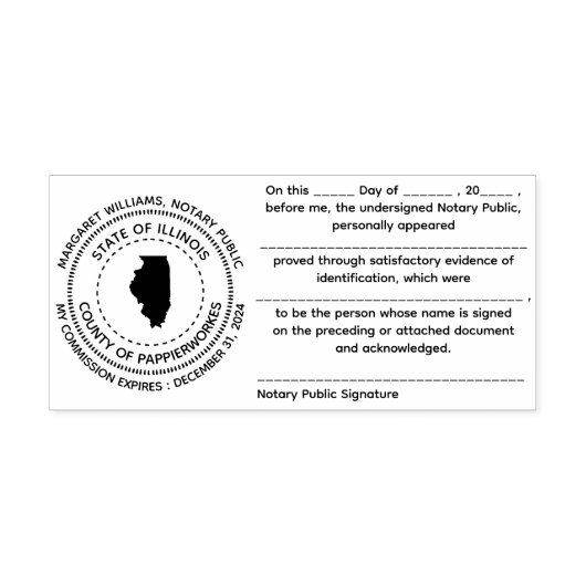 Illinois Notaris publieke erkenningsstempel Zelfinktende Stempel (Design)