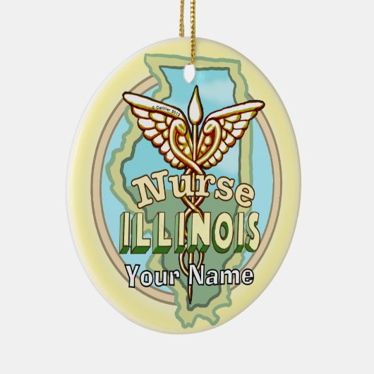Illinois Nurse Caduceus  Keramisch Ornament (Rechts)