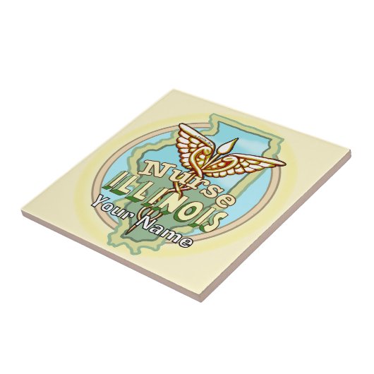 Illinois Nurse Caduceus Tile Tegeltje (Zijkant)