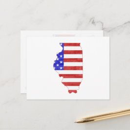 Illinois Patriotic State Shaped American Flag Briefkaart