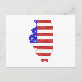 Illinois Patriotic State Shaped American Flag Briefkaart