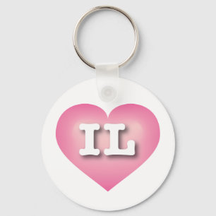 Illinois Pink Fade Heart - Ik hou van IL Sleutelhanger