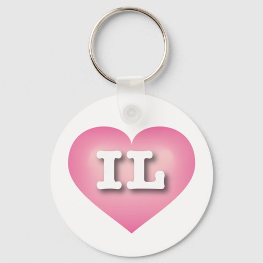 Illinois Pink Fade Heart - Ik hou van IL Sleutelhanger (Voorkant)
