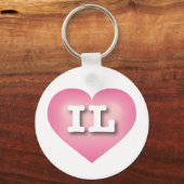 Illinois Pink Fade Heart - Ik hou van IL Sleutelhanger (Voorkant)
