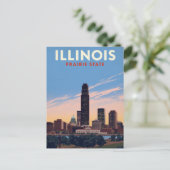 Illinois Prairie State Chicago Silhouet Briefkaart (Staand voorkant)