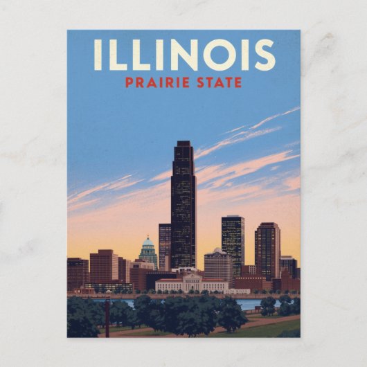 Illinois Prairie State Chicago Silhouet Briefkaart (Voorkant)