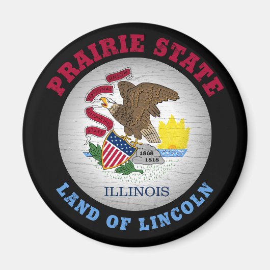 ILLINOIS PRAIRIE STATE FLAG MAGNEET (Voorkant)