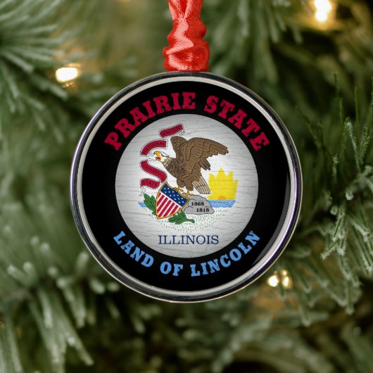 ILLINOIS PRAIRIE STATE FLAG METALEN ORNAMENT (Boom)