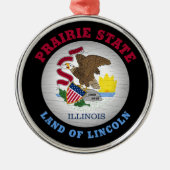 ILLINOIS PRAIRIE STATE FLAG METALEN ORNAMENT (Voorkant)
