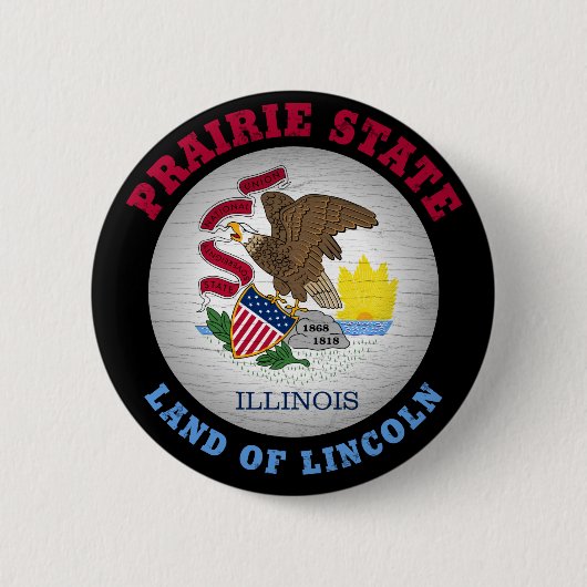 ILLINOIS PRAIRIE STATE FLAG RONDE BUTTON 5,7 CM (Voorkant)
