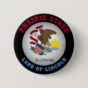 ILLINOIS PRAIRIE STATE FLAG RONDE BUTTON 5,7 CM