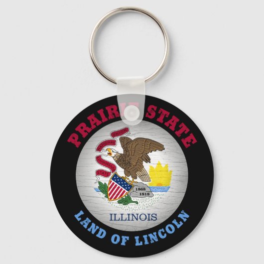 ILLINOIS PRAIRIE STATE FLAG SLEUTELHANGER (Voorkant)