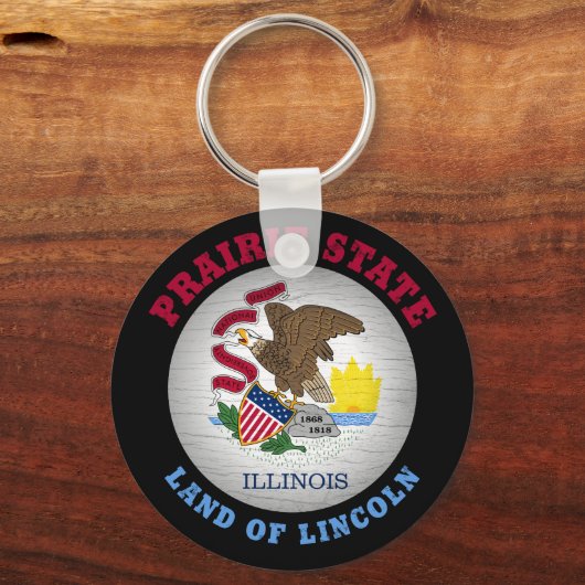 ILLINOIS PRAIRIE STATE FLAG SLEUTELHANGER (Voorkant)