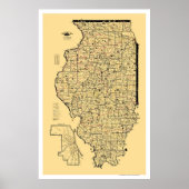 Illinois Railroad Map 1897 Poster (Voorkant)