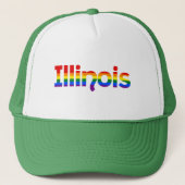 Illinois Rainbow text Hat Trucker Pet (Voorkant)