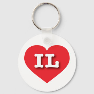 Illinois Red Heart - Ik hou van IL Sleutelhanger