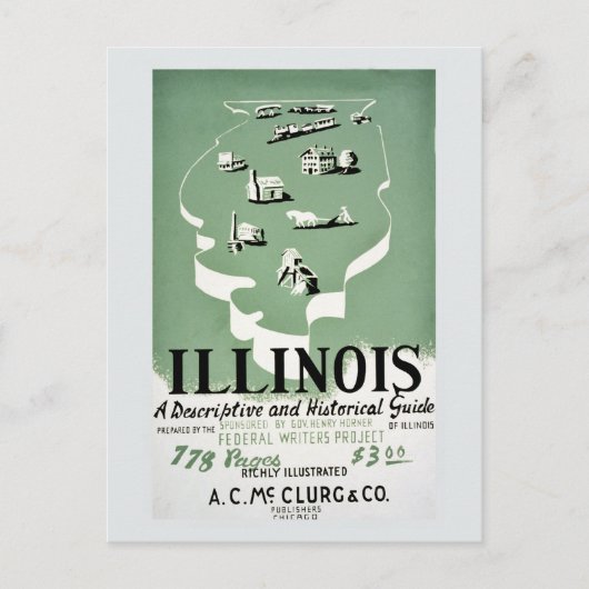 Illinois reisgids en Briefkaart (Voorkant)
