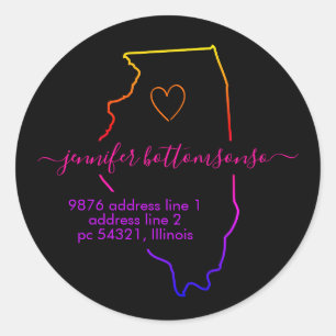 Illinois retouradres Handtekening regenboog Ronde Sticker