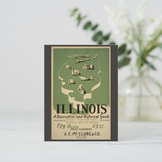  Illinois Retro Reisgids Briefkaart (Staand voorkant)