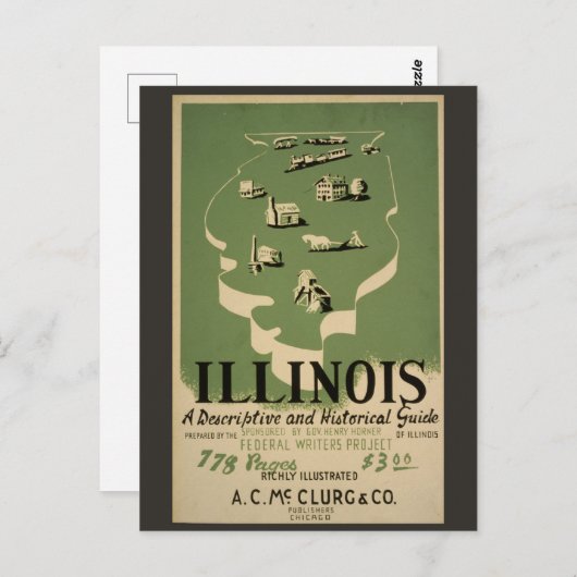 Illinois Retro Reisgids Briefkaart (Voorkant / Achterkant)