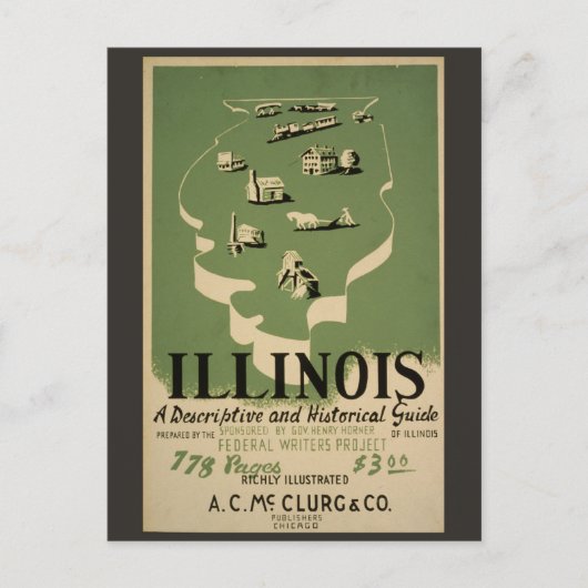  Illinois Retro Reisgids Briefkaart (Voorkant)