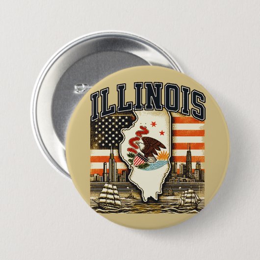 Illinois Ronde Button 7,6 Cm (Voorkant /achterkant)