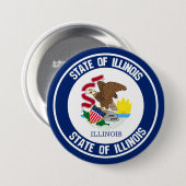 Illinois Round Emblem Ronde Button 7,6 Cm (Voorkant /achterkant)