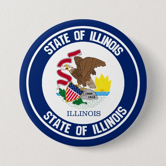 Illinois Round Emblem Ronde Button 7,6 Cm (Voorkant)