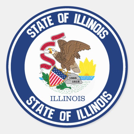 Illinois Round Emblem Ronde Sticker (Voorkant)