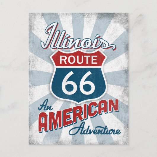 Illinois Route 66  Amerika Briefkaart (Voorkant)