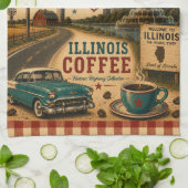 Illinois Route 66 Coffee Diner Wegcharme Theedoek (Gevouwen)
