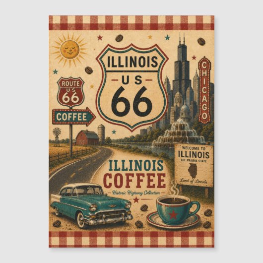 Illinois Route 66 Coffee Koelkast Souvenir (Voorkant)
