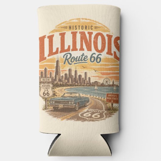 Illinois Route 66 Meerfront Chill Time Seltzer Blikjeskoeler (Voorkant)