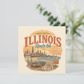 Illinois Route 66 Meerfront Reisnotities Kaart (Staand voorkant)