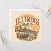 Illinois Route 66 Meerfront Reisnotities Kaart (Voorkant / Achterkant in situ)