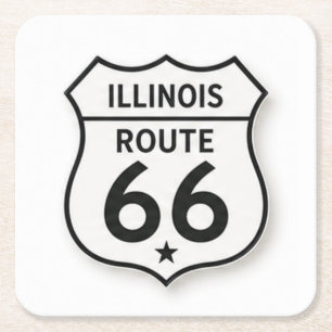 Illinois Route 66 Retro White Shield Onderzetter