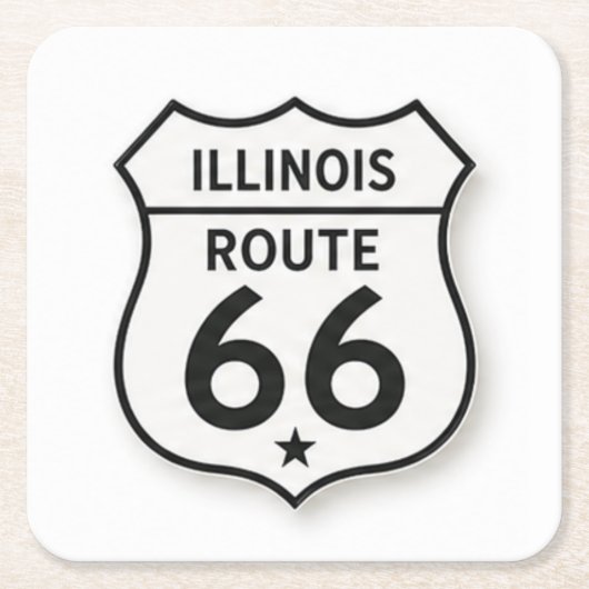 Illinois Route 66 Retro White Shield Onderzetter (Voorkant)