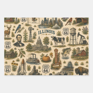 Illinois Route 66 Roadtrip Cadeau Inpakpapier Vel