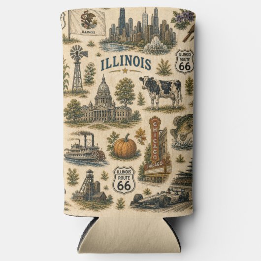 Illinois Route 66 Skyline Chill Seltzer Blikjeskoeler (Voorkant)