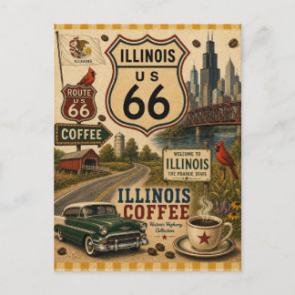 Illinois Route 66 Vakantie Koffie Groeten Feestdagenkaart