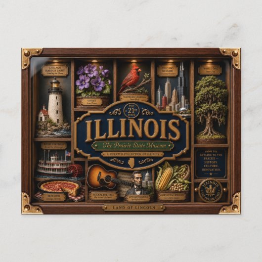 Illinois-schaduwdoos 3D figuur staat Briefkaart (Voorkant)